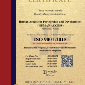(BQSR) grants HUMAN ACCESS the international quality certificate ISO 9001:2015