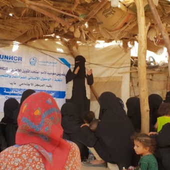 In partnership with UNHCR, two community awareness sessions carried out in Marib Governorate