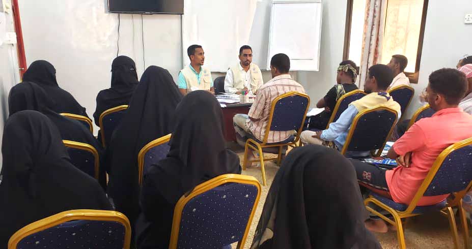 A training session carried out for the Protection Network members in Al-Shiher