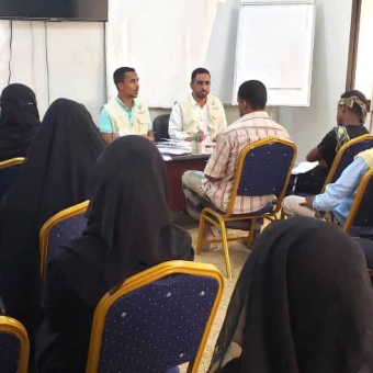 A training session carried out for the Protection Network members in Al-Shiher