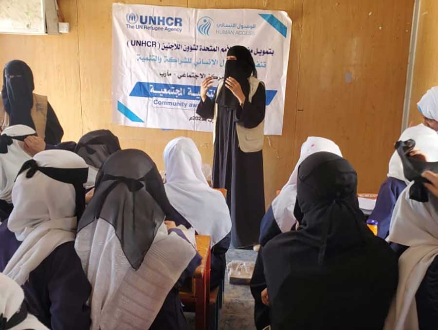Community and legal awareness sessions targeting a number of displaced women
