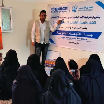 Community and legal awareness sessions targeting displaced women