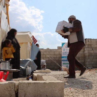 HUMAN ACCESS provides food aid to earthquake-affected people in camps of northern Syria